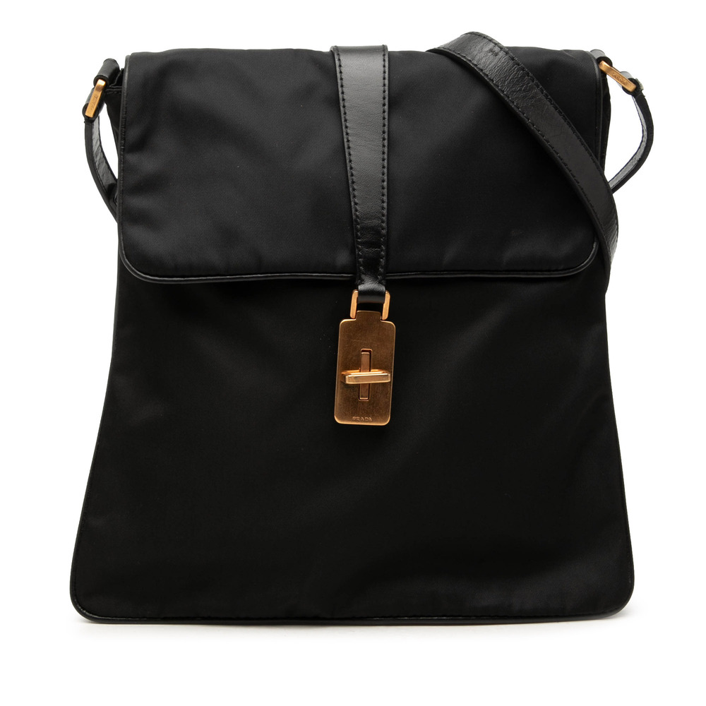 Pre-Loved Prada Vitello Trimmed Tessuto Messenger Bag